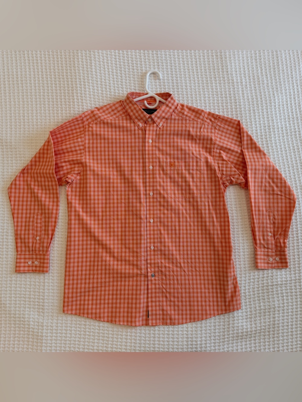 Ariat PRO Orange Plaid Long-Sleeve Button-Down Shirt
